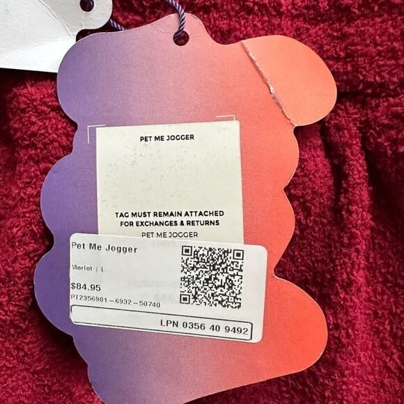 Fabletics Yitty Pet Me Jogger Sweatpants Large Merlot Heart Shaped Back Pockets - Picture 4 of 7